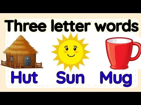 Three letter words for kids | Three letter words | Reading for kids | Cvc words | 3 letter words