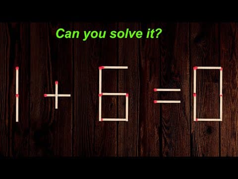 Move only 1 stick to make the equation correct 1+6=0 #matchstick #puzzle #puzzlegames #mathtricks