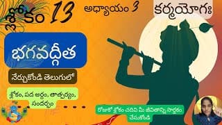 Bhagavad Gita chapter 3 verse 13||karma yoga|| భగవద్గీత 3వ అధ్యాయం శ్లోకం 13|| divine touch telugu
