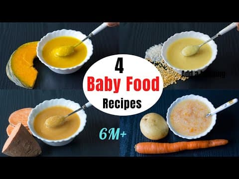 4 Baby Foods | WeightGain Foods for 6-12Month Babies | Dal/Potato/Carrot/Pumpkin/SweetPotato Recipes