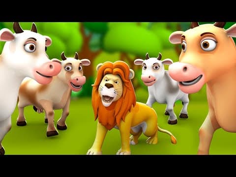 The Lion & The Cows 3D Animated Hindi Moral Stories for Kids | Kids Tales