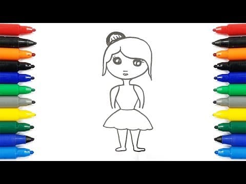 Cute baby doll girl drawing - coloring doll for kids - how to draw doll
