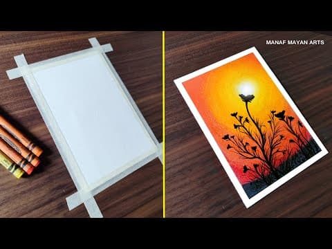 Simple Sunset Scenery / Drawing for Beginners / with Crayons / #290