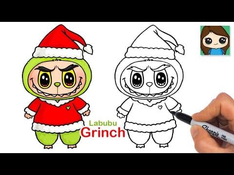 How to Draw a Labubu Grinch - YouTube