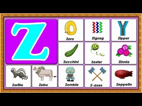 Words from z - vocabulary words - early childhood education - abc flashcards