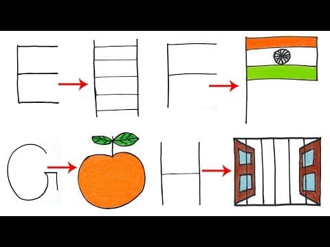 Drawing with Letters for children   -   Drawing With EFGH   -   Turn words into drawing