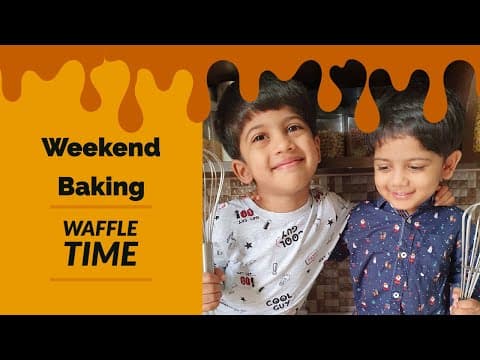 Kids Baking Waffles | Kids Activities At home | weekend baking by 4 and 2 years old brothers