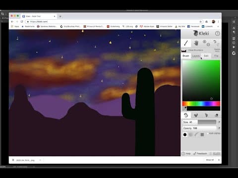 Digital painting for kids at home - desert landscape with kleki