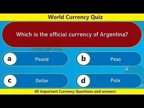 World currency quiz-40 important currency questions and answers-world general knowledge quiz