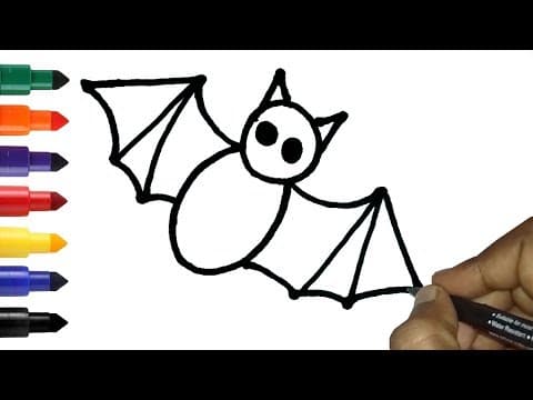 How to draw a bat in easy - easy bird drawing and coloring pages for children