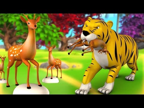 Crazy Tiger and Deer Story | 3D Moral Panchatantra Stories Fairy Tales in Hindi