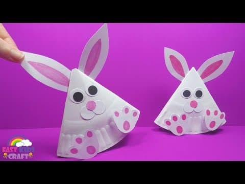 Rocking Paper Plate Bunny | Easter Crafts for Kids to Make