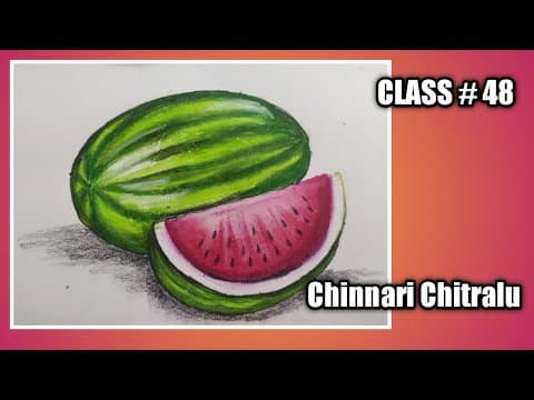 Step by step drawing|| Fruits|| How to draw a watermelon.