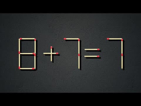Turn the wrong equation 8 + 7 = 7 into Correct. Matchstick puzzle