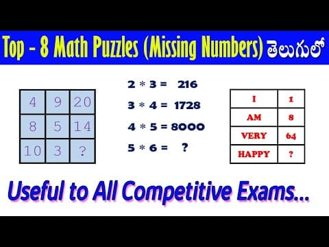 Math puzzles (missing numbers) - top 8 math puzzles