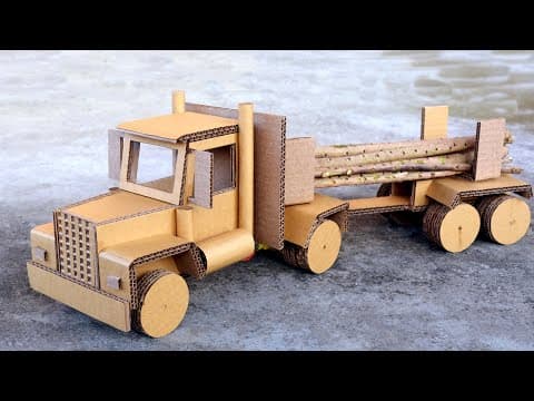 How to make a logging truck from cardboard / DIY at home