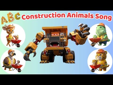 ABC Animal Sounds Song 🐾 Funny Construction Animals 🚧 Cute Learning for Kids | Meow Meow TV