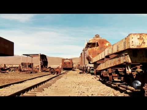 Who abandoned all of these trains in the atacama desert?