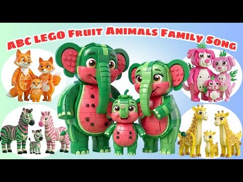 ABC Animal Family Sounds Song 🧱🍎 LEGO Animals & Fruit Veggies Sounds | Learn Alphabet for Kids