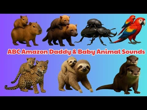 🐒🆎 ABC Amazon Animals Song 🐹 | Daddy & Baby Animals Sounds A-Z | Learn Alphabet with Meow Meow TV! 🐾
