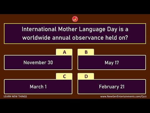 Important international days quiz-part 3/7-world general knowledge quiz-20 questions