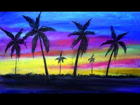 Beautiful Night Landscape drawings easy and simple, Drawing on Colored Paper