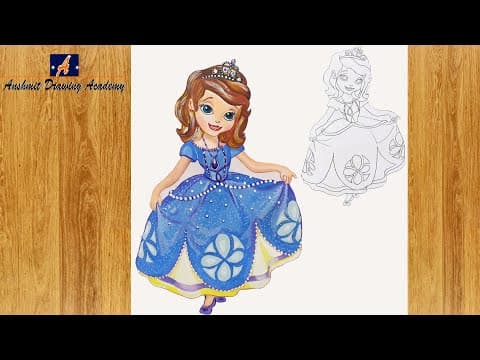 Princess sofia drawing - coloring - easy and step by step.cartoon drawing.