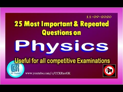 Physics Quiz in English || 25 Most Important, Asked and Repeated Questions || General Science