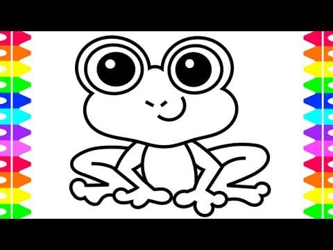 How to draw a cartoon frog - frog coloring page for kids