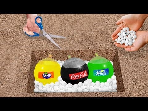 Giant Balloons of Coke, Fanta, Sprite and Mentos Underground