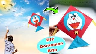 Doraemon Kite making with Paper || How to make Kite at Home || Kite making Competition