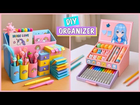 DIY - CUTE COLORFUL DESK ORGANIZER IDEAS 🌈