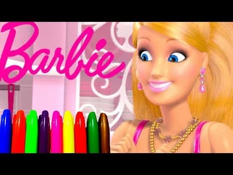 Barbie princess - disney princesses coloring pages kids videos learning colours fun art