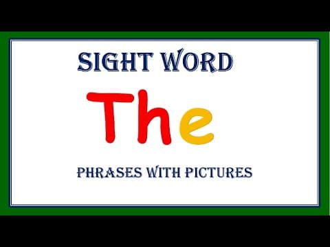 Sight word the - phrases with pictures