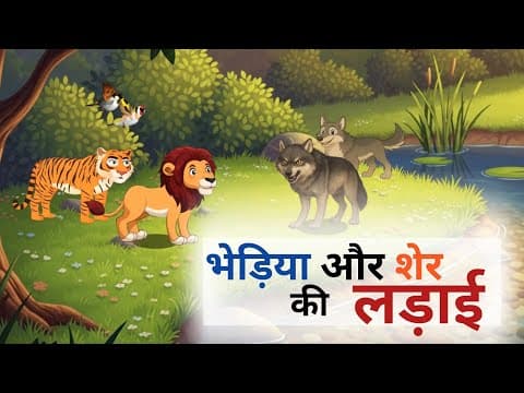 भेड़िया और शेर की लड़ाई | Fight Between Wolf and Lilon | Bhediya Aur Sher Ki Ladai | AnimalKids