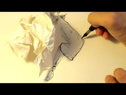 Drawing faces with the shadows of crumpled paper