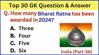Top 30 INDIA Gk Question and Answer | Gk Questions and Answers | Gk Quiz | Gk Question |GK GS |GK-36