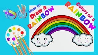 How to Draw a Rainbow for Kids|Colors of the Rainbow|Draw a Rainbow and clouds|Rainbow