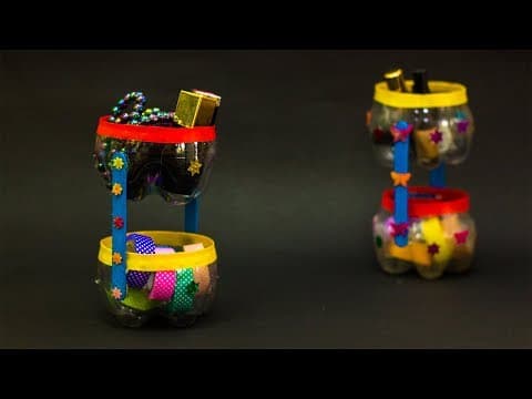 Plastic Bottle Craft | Plastic Bottle Desk Organizer