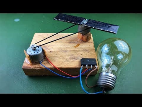 Solar Energy , Electricity Free Energy Generator With Light Bulb Using DC Motor
