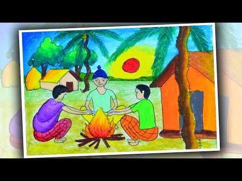 How to Draw a Scenery of Winter Season Step by Step