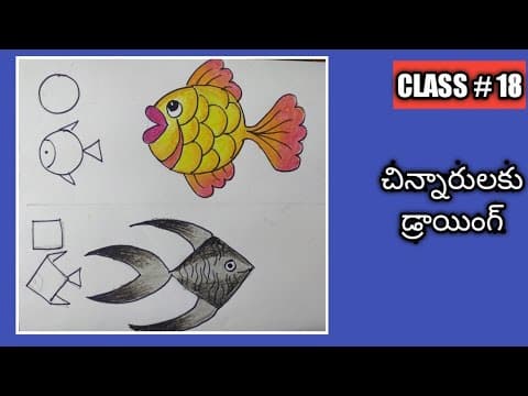 Step by step drawing || how to draw a fish with circle ||how to draw a circle with diamond