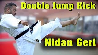 Karate double jump kick - Nidan Geri - karate jump kick training in Hindi