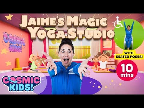 Jaime's Magic Yoga Studio, a beach yoga adventure 🏖️ I Cosmic Kids Seated Yoga