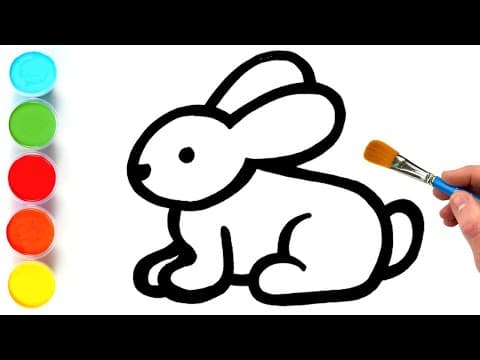 Blue Rabbit Drawing, Painting and Coloring for Kids, Toddlers How to Draw, Paint Animals