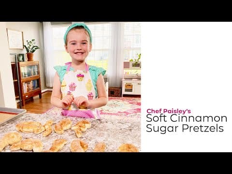 Kid Chef Makes Homemade Pretzels! Chef Paisley Makes Soft Cinnamon Sugar Pretzels