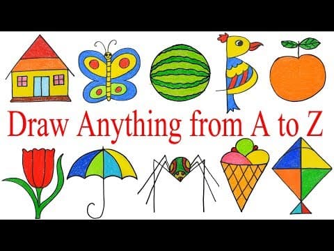 How to draw using alphabets   -   Drawing with letters A to Z ABCD