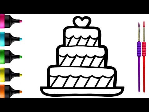 Birthday Cake Drawing, Painting & Coloring for Kids, Toddlers