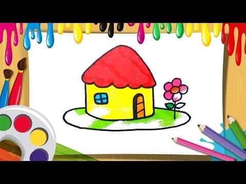 How to draw and color little house for kids - learn coloring step by step videos
