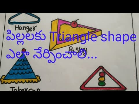 Learn about shapes - draw triangle shape - triangle activite - telugu